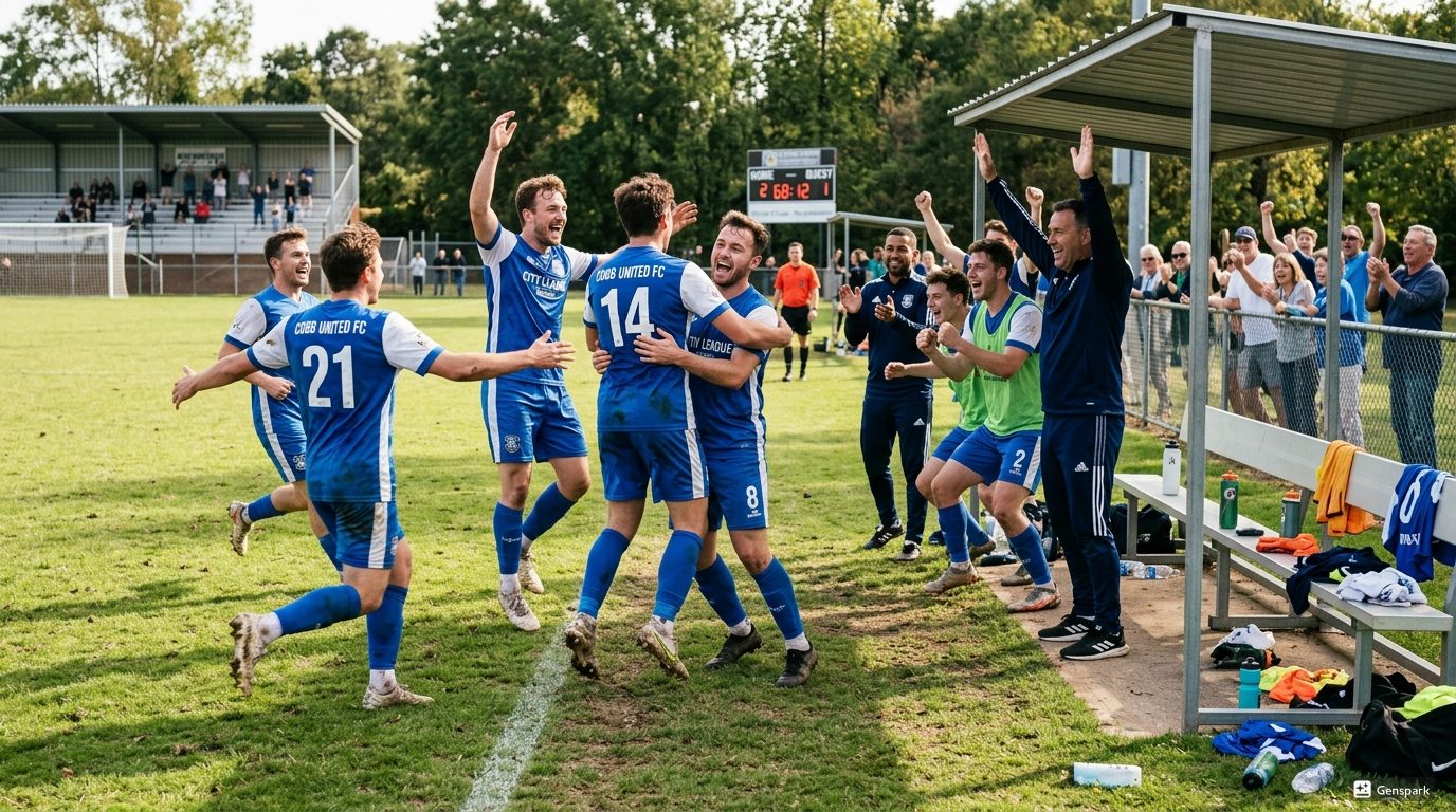 ゴールを喜ぶサッカーチーム